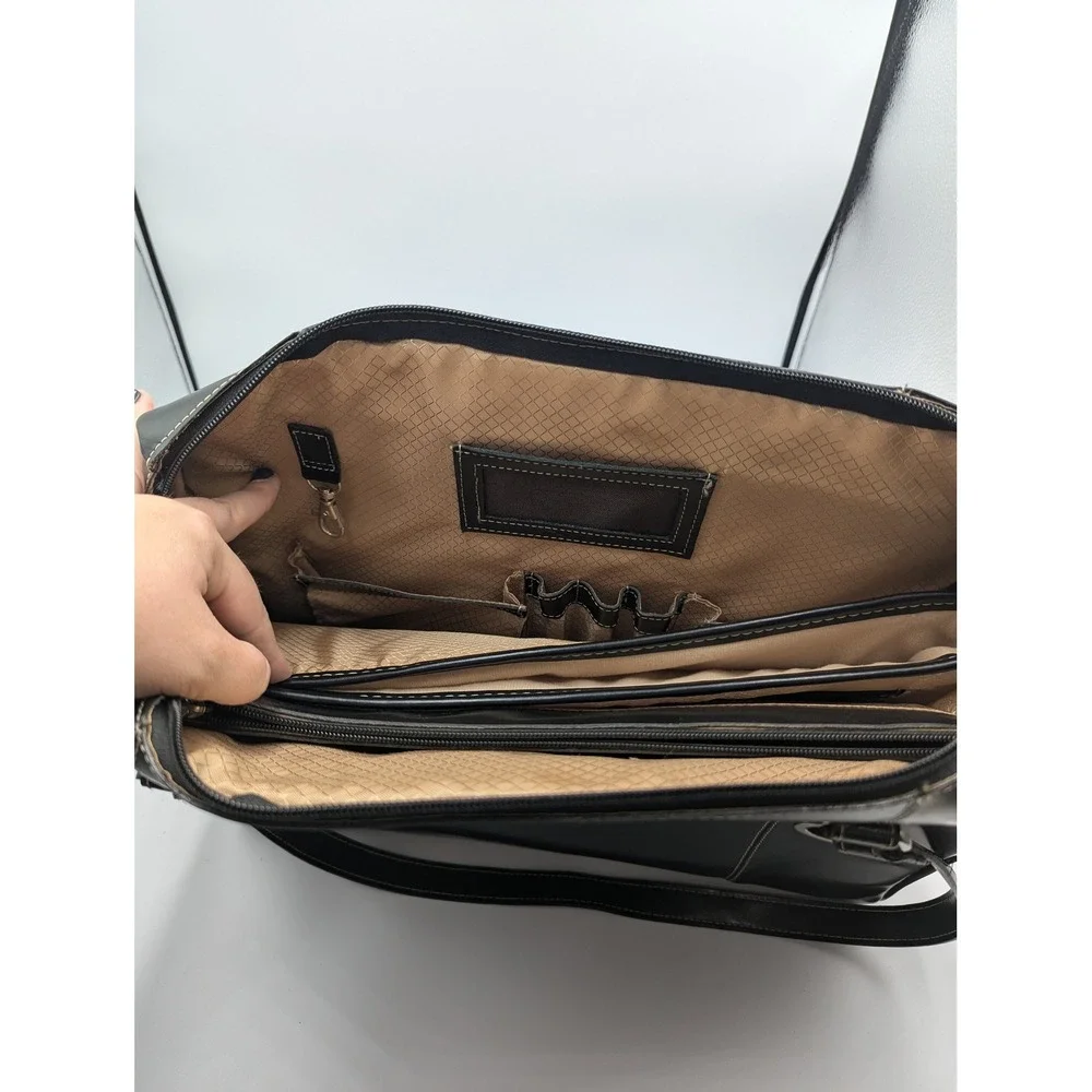 McKlein Laptop Briefcase Black Leather Structured Tote Large Y2K Style Career